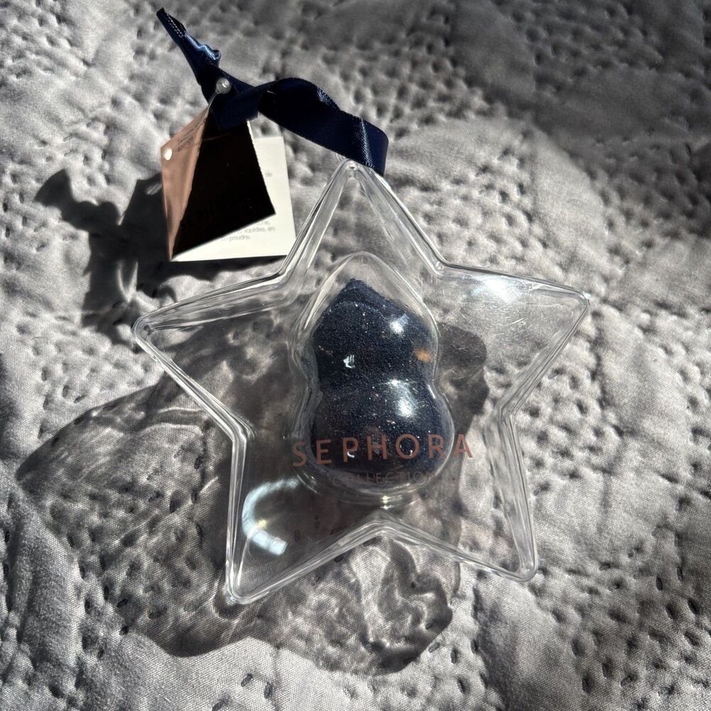 Sephora Collection Holiday Star Ornament Makeup Sponge Blender New Blue Glitter
